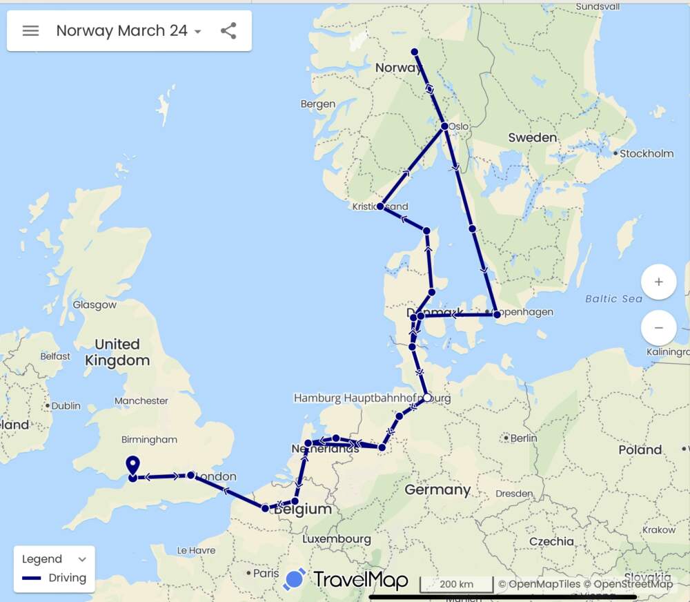 Train travel UK to Norway